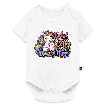 Fueled by Coffee Unicorn Magic - Baby Premium Kurzarmbody - Weiß - Vorne