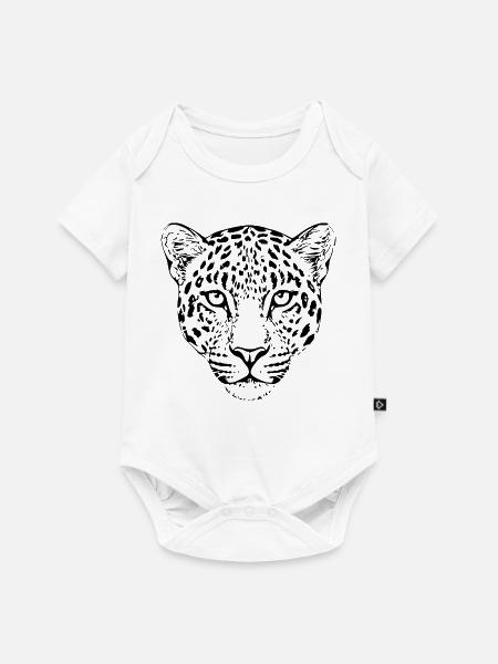 Leopard Kopf Leopardenkopf Geschenk für Sie - Baby Premium Kurzarmbody - Weiß