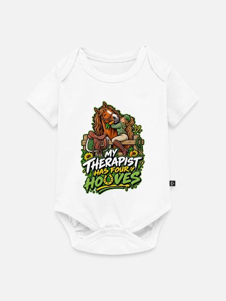 Mein Therapeut Hat Vier Pferde - Baby Premium Kurzarmbody - Weiß