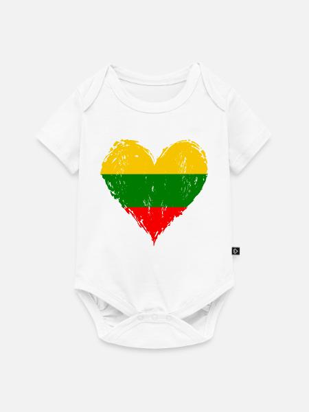 Litauen Herzflagge Grunge - Baby Premium Kurzarmbody - Weiß