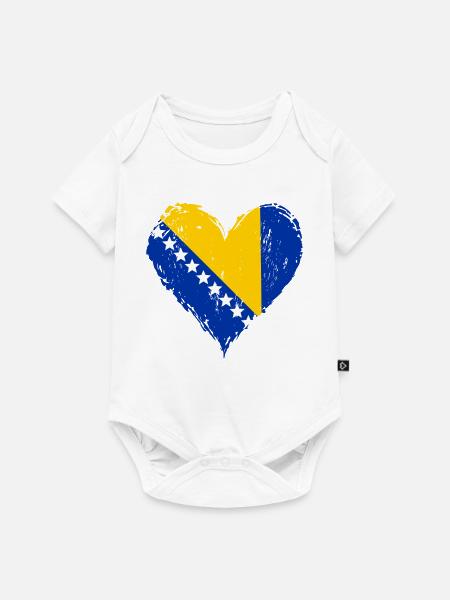 Bosnien Herzflagge Grunge - Baby Premium Kurzarmbody - Weiß