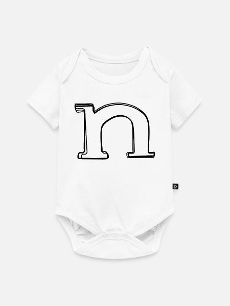 Kleinbuchstabe n handgezeichnet - Baby Premium Kurzarmbody - Weiß