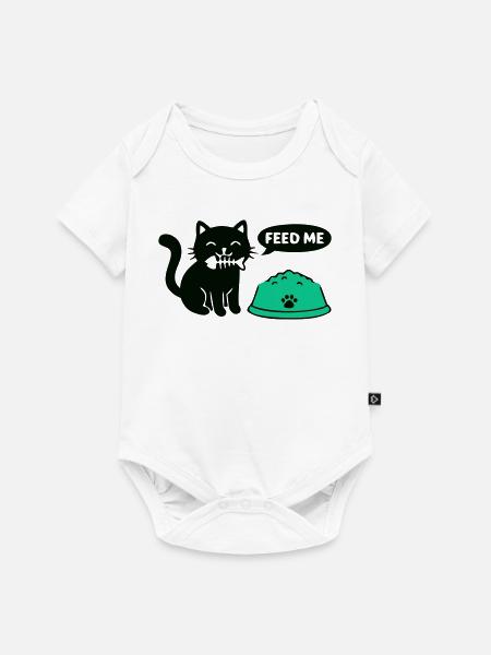 Hungrige Katze Futternapf Grafik - Baby Premium Kurzarmbody - Weiß