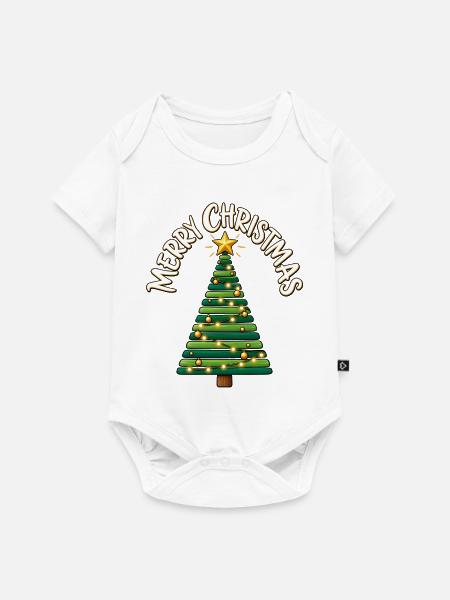 Weihnachtsbaum Christbaum Merry Christmas - Baby Premium Kurzarmbody - Weiß