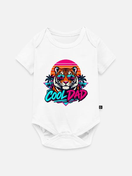 Tiger Retro Sonnenbrillen Dad - Baby Premium Kurzarmbody - Weiß