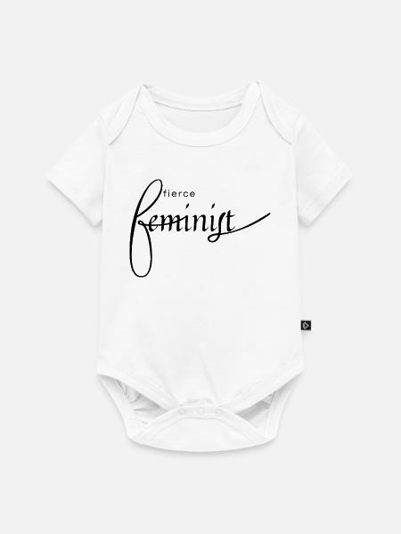 fierce feminist Schriftzug - Baby Premium Kurzarmbody - Weiß