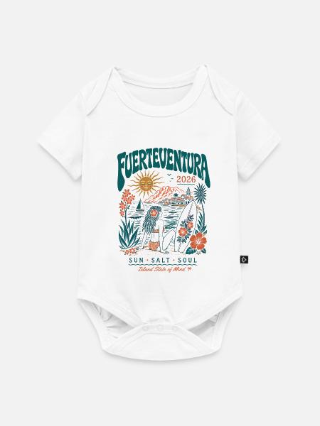 Fuerteventura Surfstrand 2026 - Baby Premium Kurzarmbody - Weiß