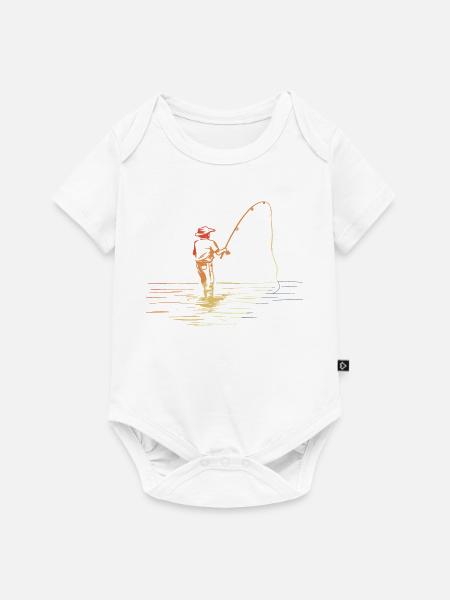 Fischer Zeichnung Retro Stil - Baby Premium Kurzarmbody - Weiß