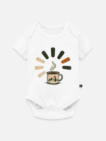 Dampfende Kaffeetasse - Baby Premium Kurzarmbody - Weiß