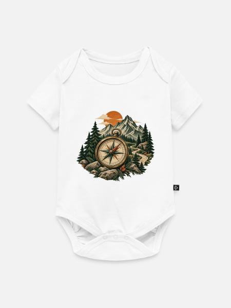 Kompasspfad im Bergwald - Baby Premium Kurzarmbody - Weiß