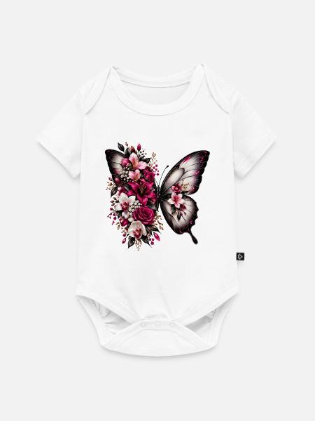 Flügelpoesie Blüten-Schmetterling - Baby Premium Kurzarmbody - Weiß