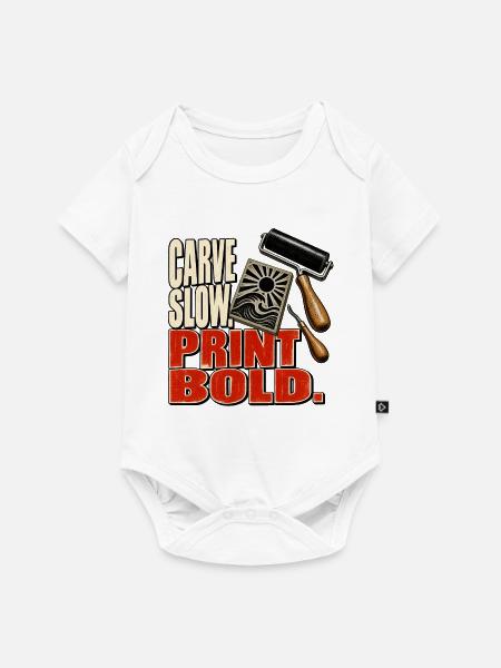 Schneide langsam. Drucke fett. - Baby Premium Kurzarmbody - Weiß