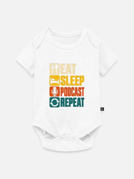 Eat Sleep Podcast Repeat Retro Design - Baby Premium Kurzarmbody - Weiß