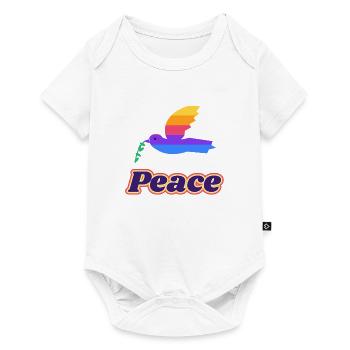 Friedenstaube Retro – Peace Taube 70er - Baby Premium Kurzarmbody - Weiß - Vorne