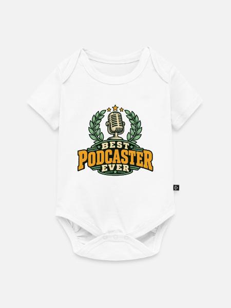 Best Podcaster Ever Mikrofon Retro Design - Baby Premium Kurzarmbody - Weiß