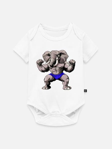 Fitness Elefanten - Baby Premium Kurzarmbody - Weiß