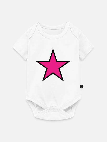 Pink Star auf Schwarz - Baby Premium Kurzarmbody - Weiß