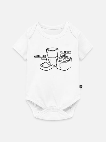Futterautomat Trinkbrunnen Logo - Baby Premium Kurzarmbody - Weiß