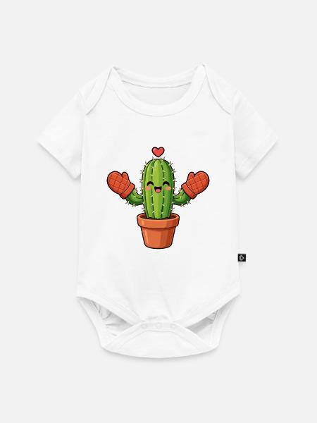 Kaktus mit Ofenhandschuhen - Baby Premium Kurzarmbody - Weiß