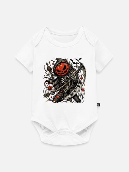 Kürbiskopf-Sensenmann mit Axt - Baby Premium Kurzarmbody - Weiß