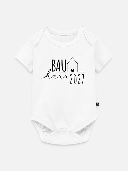 Bauherr 2027 – Hausbau Eigenheim Geschenk - Baby Premium Kurzarmbody - Weiß