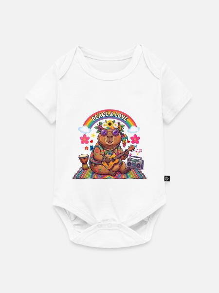 Hippie-Capybara: Frieden und Liebe - Baby Premium Kurzarmbody - Weiß
