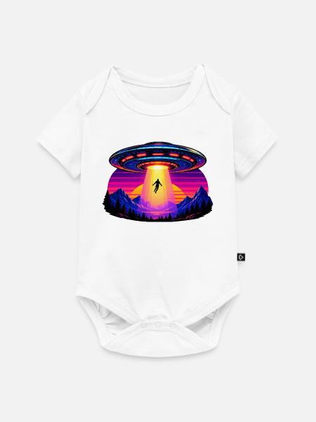 Neon-UFO im Sonnenuntergang - Baby Premium Kurzarmbody - Weiß