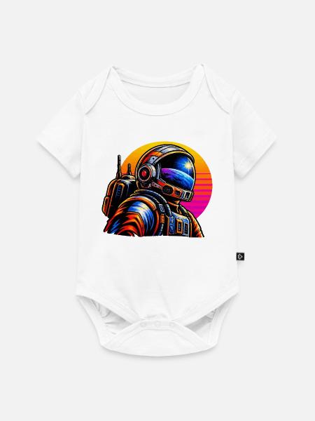 Astronaut im Neon-Sonnenuntergang - Baby Premium Kurzarmbody - Weiß