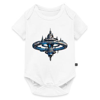 Neonring Raumstation SciFi Kunst - Baby Premium Kurzarmbody - Weiß - Vorne