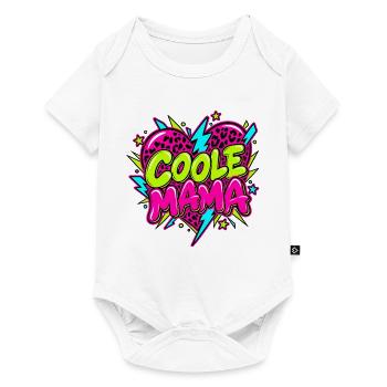 Coole Mama Neonherz Leoparden - Baby Premium Kurzarmbody - Weiß - Vorne