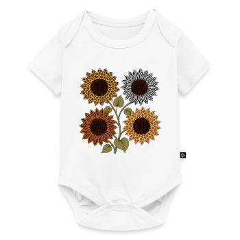 Boho Safari Sunflowers Leopard Zebra Tiger Giraffe - Baby Premium Kurzarmbody - Weiß - Vorne