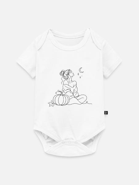 Frau Silhouette Illustration Einstrichzeichnung - Baby Premium Kurzarmbody - Weiß