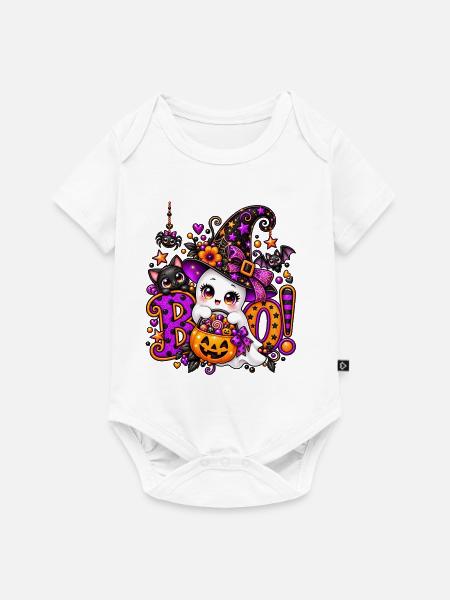 Süße Halloween-Hexe mit Kürbiskorb - Baby Premium Kurzarmbody - Weiß