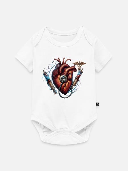 Herzfrequenz Kunst: Stethoskop Nadeln - Baby Premium Kurzarmbody - Weiß