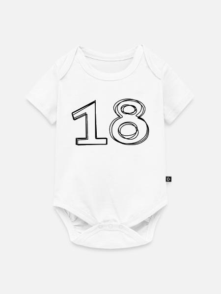 Zahl 18 handgezeichnet - Baby Premium Kurzarmbody - Weiß