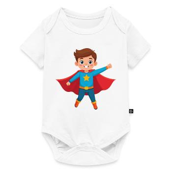 Kleiner Comic Superheld Kinder Helden Power Shirt - Baby Premium Kurzarmbody - Weiß - Vorne