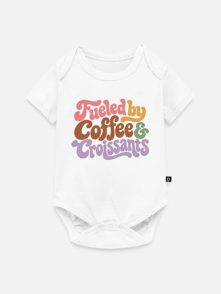 Coffee and Croissants Groovy Retro - Baby Premium Kurzarmbody - Weiß
