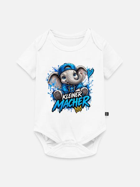 Kleiner Macher Elefant - Baby Premium Kurzarmbody - Weiß