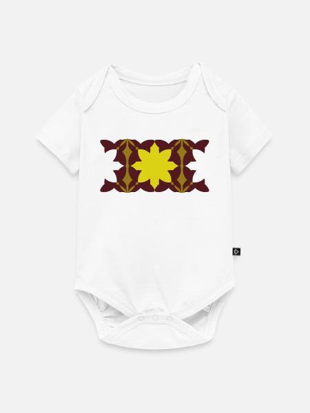 Kaleidoskop Gelb-Maron Muster - Baby Premium Kurzarmbody - Weiß