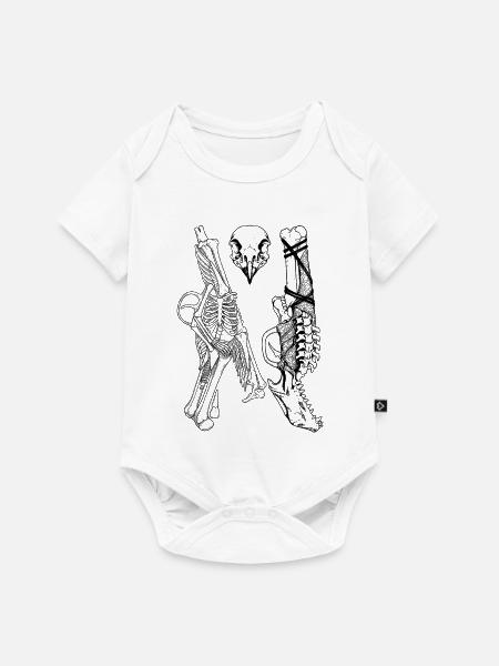 Skelette und Vogelschädel – Gotische Anatomie - Baby Premium Kurzarmbody - Weiß