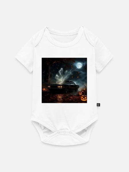 Geisterauto Halloween-Mond - Baby Premium Kurzarmbody - Weiß