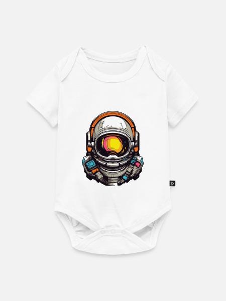 Bunter Astronautenhelm Grafik - Baby Premium Kurzarmbody - Weiß