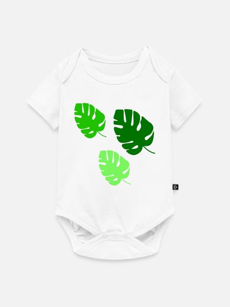 Monstera Blätter Trio Design - Baby Premium Kurzarmbody - Weiß