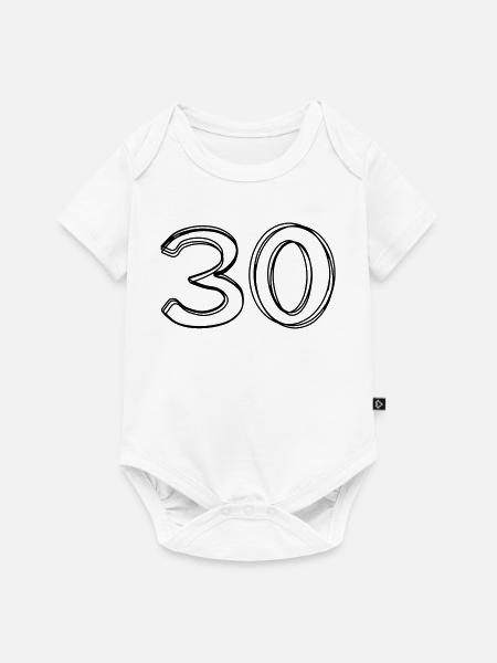 Zahl 30 handgezeichnet - Baby Premium Kurzarmbody - Weiß