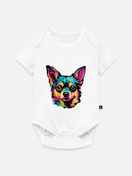 Pop-Art Hundegesicht - Baby Premium Kurzarmbody - Weiß