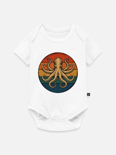 Oktopus Retro - Baby Premium Kurzarmbody - Weiß