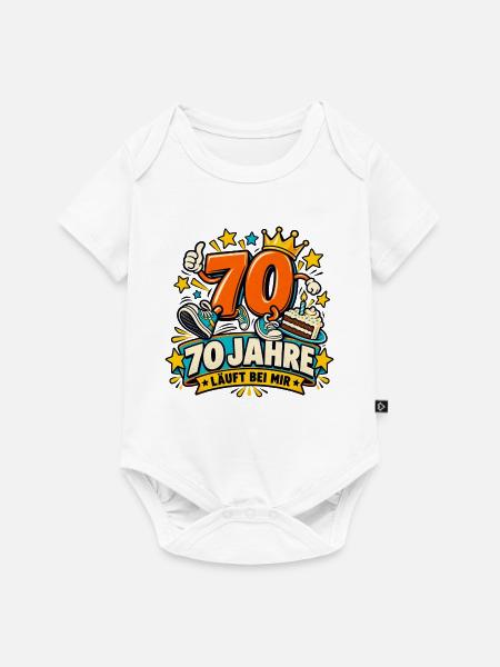 70 Jahre – Läuft bei mir - Baby Premium Kurzarmbody - Weiß