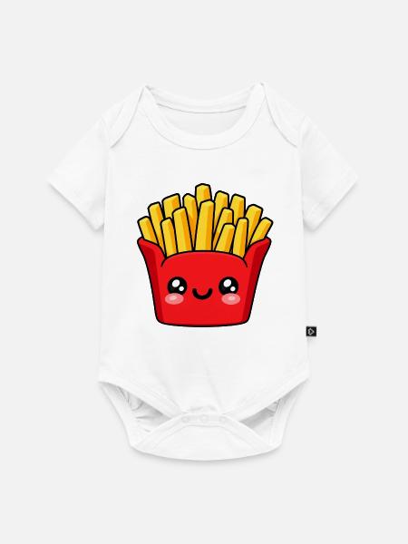 Kawaii Pommes Frites Lächeln - Baby Premium Kurzarmbody - Weiß