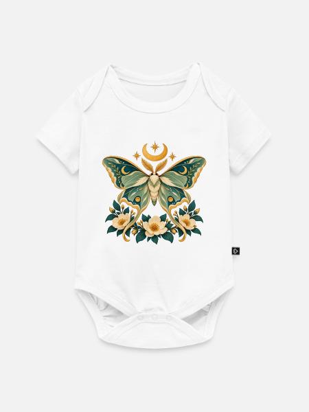 Motten-Himmlische Floral - Baby Premium Kurzarmbody - Weiß