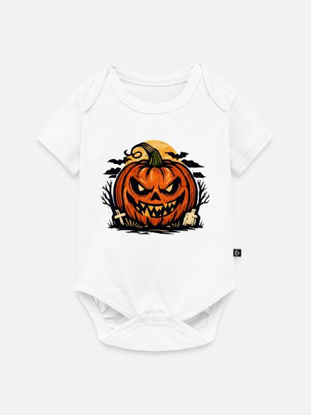 Grimmiger Halloween Kürbis - Baby Premium Kurzarmbody - Weiß